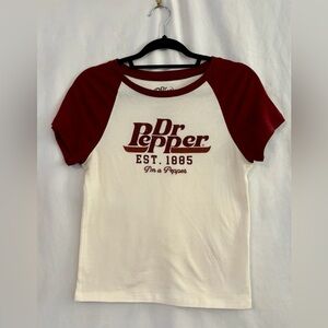 Women's Dr. Pepper Short Sleeve T-Shirt Size Medium Cream And Maroon
